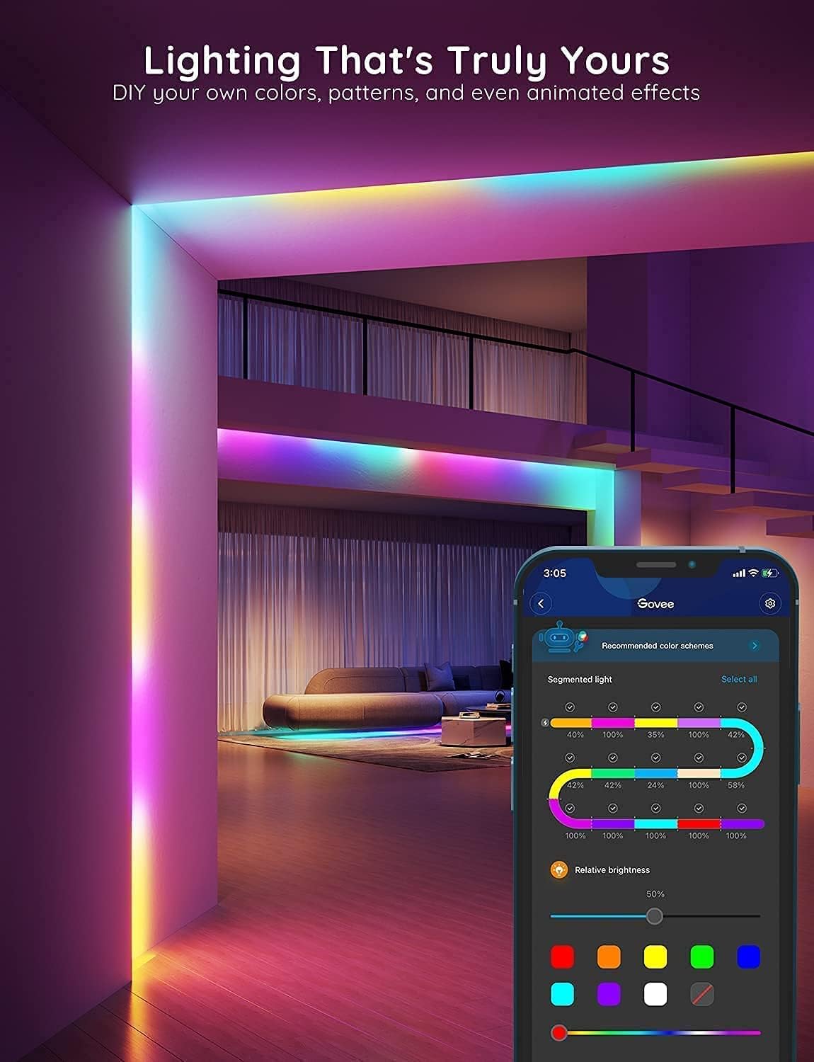 Govee 16.4ft RGBIC LED Strip Lights, LED Lights for Bedroom, APP Control - Image 5