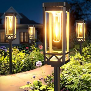 KOOPER Taller Solar Pathway Lights Outdoor, 8 Pack Upgraded Brighter Solar Garden Lights Solar Powered, Up to 15 Hours Outdoor Solar Lights for Yard Landscape Walkway Driveway Sidewalk (Warm White)