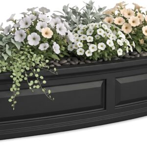Mayne Newhaven 48in Self-Watering Rectangular Window Box Planter, Black
